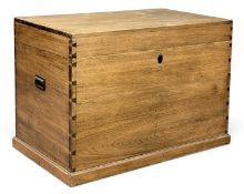 GOOD OAK BLANKET CHEST / TOY BOX with iron handles, 70 (h) x 103 (w) x 62cms (d) Provenance: private