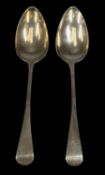 PAIR OF GEORGE III SILVER TABLESPOONS, Thomas Wallis II, London 1789, 22.5cms (l), 4ozt