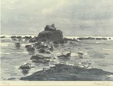 ‡ SIR KYFFIN WILLIAMS RA (Welsh, 1918-2006) limited edition (152/750) print - St Cwyfan's Island and