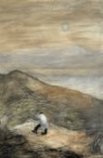 GLEN SELDON (British, 20th century) mixed media - figure walking up a hill, signed lower right, 70 x
