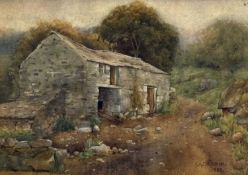 FRANK A. GOODWIN (British, fl. 1887-1907) watercolour - stone farmhouse, signed and dated 1888 lower
