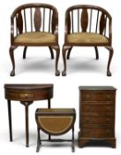 FURNITURE ASSORTMENT, to include a pair of Edwardian tub-type chairs with upholstered seats;