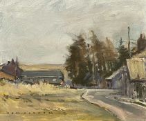 ‡ TOM OLDHAM (British, 1928-2019) oil on board - entitled verso 'Greenside Farm', signed lower left,