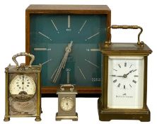 VARIOUS CLOCKS to include Matthew Norman brass four-glass carriage clock, 12cms (h); retro Smith's