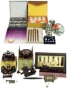 DOLL'S HOUSE MINIATURES & OTHER COLLECTABLES, including a Chinese-style hardwood table and chairs