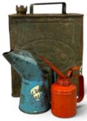 VINTAGE MOTORING METALWARE COLLECTABLES including pressed Esso petrol can with brass screw cap,