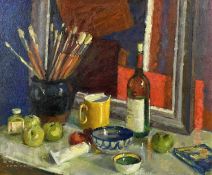‡ TOM OLDHAM (British, 1928-2019) oil on canvas - still life, signed lower left, 49 x 60cms