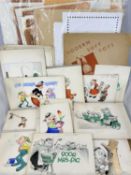 LARGE COLLECTION OF UNFRAMED PRINTS, DRAWINGS & ILLUSTRATIONS, including Bonzo Provenance: private