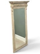 LARGE FRENCH-STYLE PAINTED OVERMANTEL BEVEL GLASS WALL MIRROR with lion mask detail, 148 (h) x