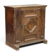MID-19TH CENTURY OAK GOTHIC-TYPE SINGLE-DOOR CUPBOARD, 80 (h) x 82 (w) x 46cms (d) Provenance: