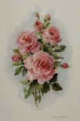 DOREEN CHIHA (Anglesey artist) watercolour - still life of pink roses, signed lower right, 33 x