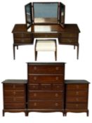 STAG MINSTREL BEDROOM FURNITURE, comprising tall chest of multi-drawers, 112 (h) x 82 (w) x 47cms (