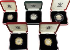 UK SILVER PROOF COINS, to include piedfort £1, 19g; 1998 50p, 8g; 1994 £2, 15.98g; and two 1997 £