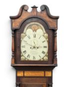 VICTORIAN OAK-CASED LONGCASE CLOCK, by John Williams of Denbigh, with rolling moon, ship and cottage
