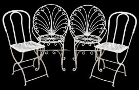 TWO PAIRS OF BISTRO OR SIMILAR STYLE WHITE-PAINTED GARDEN CHAIRS (4) Provenance: private