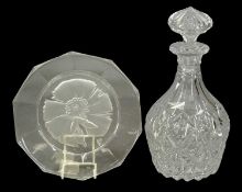 THOMAS WEBB HEAVY QUALITY CUT GLASS DECANTER & STOPPER, 26cms (h); and an Emanuel Ungaro for
