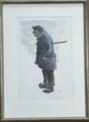 ‡ SIR KYFFIN WILLIAMS RA (1918-2006) limited edition (120/150) - standing farmer with walking stick,