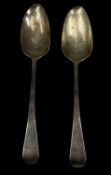 PAIR OF GEORGE III SILVER TABLESPOONS, Thomas Hayter, London 1805, 21.5cms (l), 3.75ozt