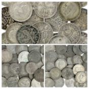 ASSORTMENT OF PRE-DECIMAL COINS, including sixpences, florins and half crowns, some pre-1919