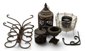ASSORTMENT OF LIGHTS, LANTERNS & METALWARE, lanterns 32cms (h) the largest Provenance: private