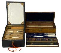 STUDY ACCESSORIES comprising late 19th Century rosewood-cased drawing, together with a black