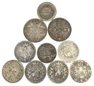 QUEEN VICTORIA SILVER COINS, including two Jubilee Head double florins, 1887, six half-crowns