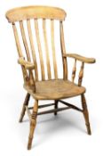 ANTIQUE ELM WINDSOR ELBOW CHAIR, 114 (h) x 64 (w) x 44cms (d) Provenance: private collection