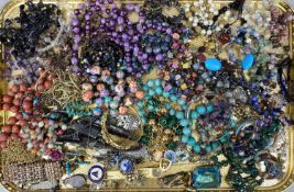 QUANTITY OF COSTUME JEWELLERY, including bead necklaces etc. Provenance: private collection