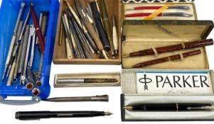 VINTAGE PENS & PENCILS, including Parker, Watermans etc. Provenance: private collection Ynys Môn