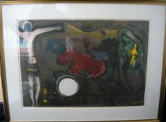 Marc Chagall (1887-1985). "Vision mit roter Kuh" Farblithografie, aus Derrière le Miroir 27/28 (