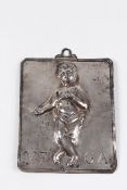 Votivtafel Putto. Silber. Gemarkt.
