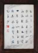 Chinesische Steintafel mit Fencai-Bemalung und Gedicht