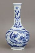 Chinesische Porzellan Flaschenvase mit Blaumalerei