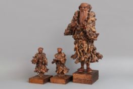 3 asiatische Wurzelschnitzerei Figuren