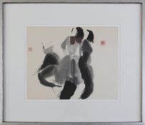 Chinesische Tuschezeichnung "3 Figuren"