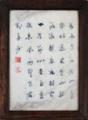 Chinesische Steintafel mit Fencai-Bemalung und Gedicht