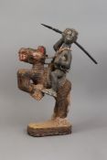 Afrikanische Fetischfigur der Yoruba, Nigeria "Berittener Krieger"