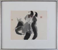 Chinesische Tuschezeichnung "3 Figuren"