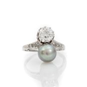 Toi et Moi Ring ca. 1 ct