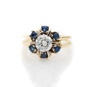 Saphir-Diamantring ca. 1 ct