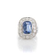 Saphirring mit Brillantbesatz 5ct | 1,6ct