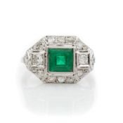 Smaragd-Diamant-Ring