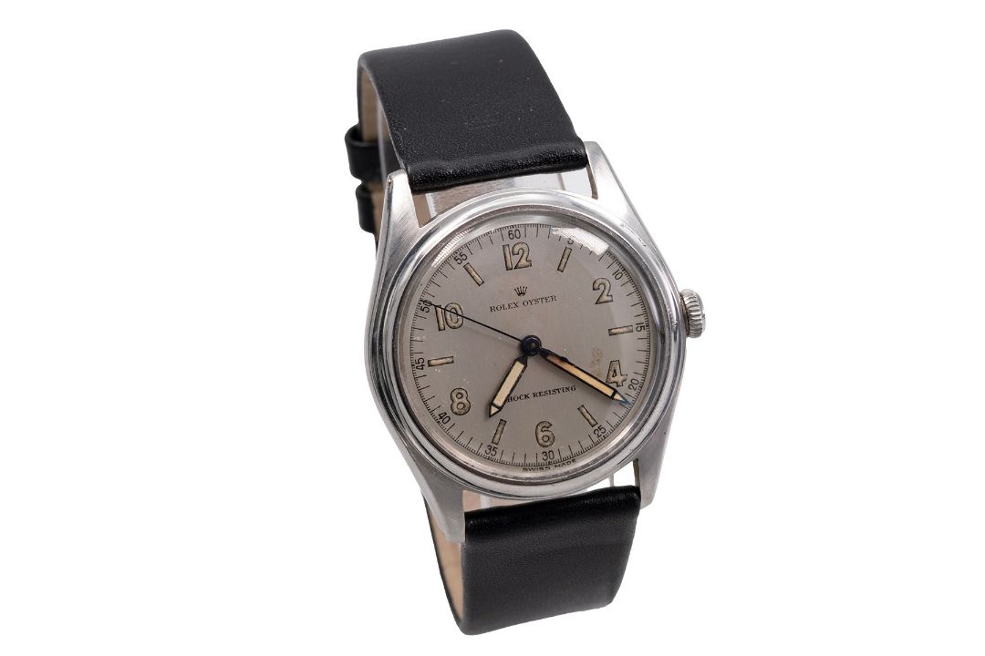 A vintage Rolex Oyster Shock-Resisting watch, manual wind, silvered dial, luminous Arabic - Image 2 of 5