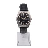 Omega Seamaster automatic stainless steel gentlemen's wristwatch, black dial with baton markers,