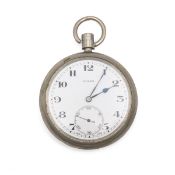 A Rolex pocket watch with a white dial, Arabic numerals, subsidiary seconds dial at six o'clock,