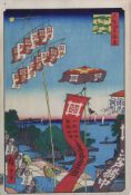 Utagawa Hiroshige (1797-1858),  "Kanasugi-Brücke in Shibaura / Kanasugibashi Shibaura", aus der