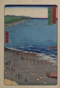 Utagawa Hiroshige (1797-1858),  "Yasashi Bucht, auch bekannt als Kujukuri, Provinz Kazusa", aus