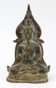 Göttin Prajñâpäramitä, Siam oder Kambodscha 19 Jh., Bronze mit schöner Alterspatina, H 27 cm, B 16