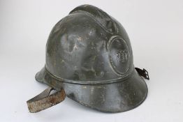 Feuerwehrhelm wohl Süddeutsch oder Württemberg um 1900, mit Innenfutter u. Kinnriemen,