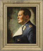 Porzellanbildplatte Hermann Goering, Rosenthal, 1930er Jahre, weißer Scherben mit polychromem
